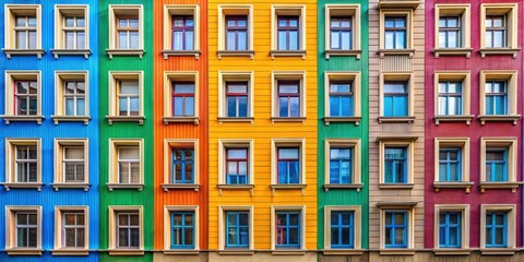 Wall Mural - Colorful and diverse windows on building facade