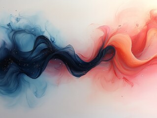 Poster - A fluid abstract painting featuring a swirl of warm colors including shades of orange, red, and blue. The smooth transitions add a lively and energetic feel to the piece.