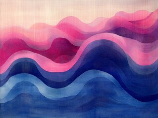 Poster - Digital artwork featuring colorful gradient waves in shades of pinks and blues. The flowing curves and peaceful hues evoke a sense of tranquility and calm.