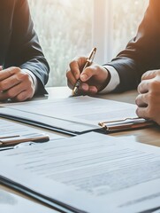 Businessman Signing Contract Agreement Paperwork Documents