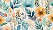 © kapatata - floral seamless pattern with drawing watercolor abstract flowers and plants