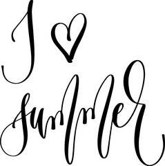 Poster - I love summer - hand lettering inscription text about summer, calligraphy vector illustration