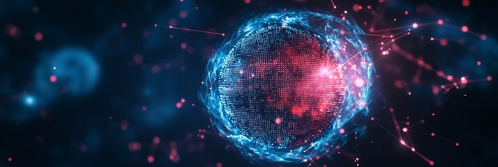 Aufkleber - An incredibly stunning abstract representation of intricate digital networks, beautifully showcasing the fascinating intersection of science, technology, and education in a modern world