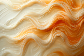 Poster - The artwork features smooth, flowing waves of cream and orange hues blending seamlessly, creating an abstract design that evokes a sense of calm and fluidity