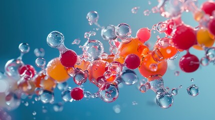 Wall Mural - abstract molecular structure: a 3d render of colorful spheres