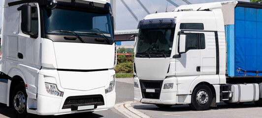 Sticker - Semi truck fleet at the logistics center