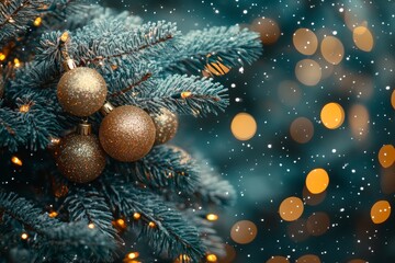 Festive background with glitter lights and christmas tree for holiday season celebrations