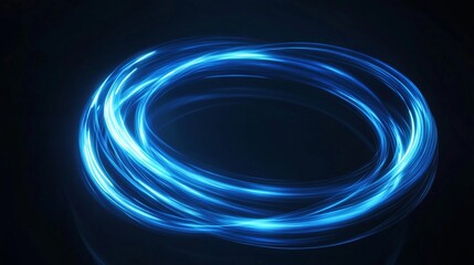 Poster - Blue light trails rotating forming a circle on dark background