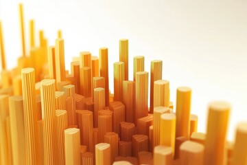 Fototapete - Abstract representation of financial data with orange bars creating a dynamic landscape on a light background.