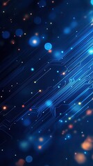 Fototapete - Vibrant blue abstract background with glowing lights and dynamic lines for technology and digital themes.