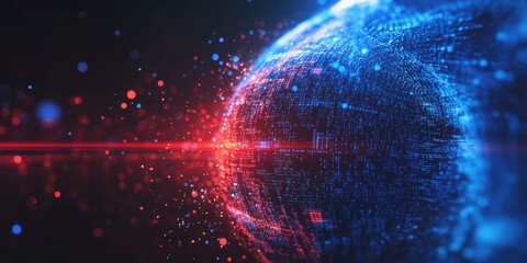 Aufkleber - Experience the captivating blend of advanced technology and dynamic data visualization in this stunning abstract artwork, highlighting extensive network capabilities and diverse scientific themes