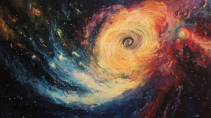 Wall Mural - Abstract oil painting of a swirling nebula in space.