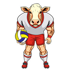 Canvas Print - volleyball mascot cow vector illustration design