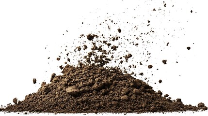 Wall Mural - Soil dirt flying pile scattered isolated on white background