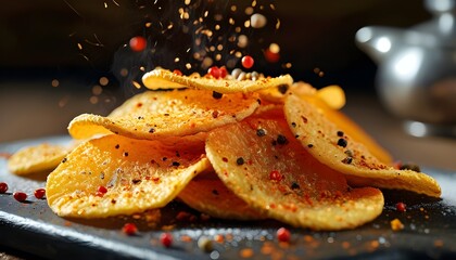 Wall Mural - Spicy Crispy Potato Chips Showcasing AI Generative Artistry