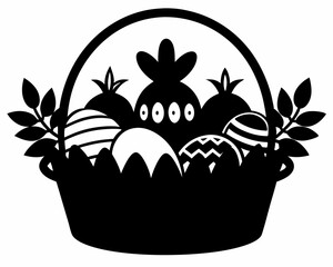 Wall Mural - Easter Basket  black silhouette vector