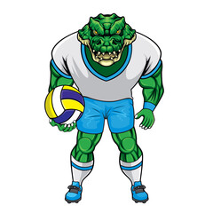 Canvas Print - volleyball mascot crocodile vector illustration design