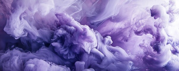 Canvas Print - Purple ink swirling in water creating abstract shapes