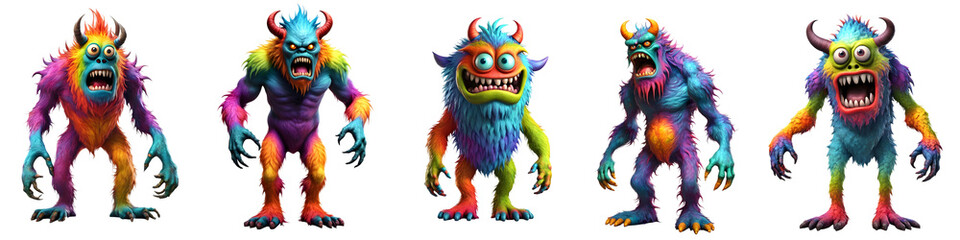 Wall Mural - 3D Illustration set of monster character