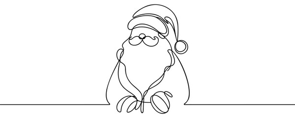 Santa Claus continuous one line drawing. Christmas winter new year concept