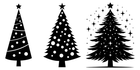 Wall Mural - Christmas or Pine tree silhouette set collection vector illustration