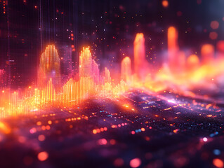 Poster - Abstract digital landscape with glowing, vibrant colors and textures.