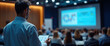 © 2April - Biotech Professional Analyzing Medical Data on Tablet at Industry Conference for Research Innovation