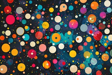 Poster - The artwork features an array of colorful circles set against a dark backdrop, creating a lively and engaging visual experience perfect for modern decor.