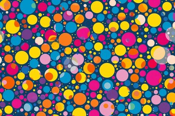 Poster - A lively arrangement of circles in different colors and sizes fills the dark background, showcasing a dynamic and colorful abstract design that energizes the space.