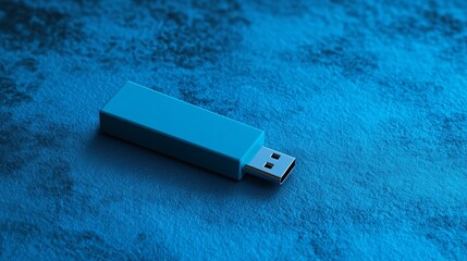 Sticker - Blue usb flash drive lying on blue surface