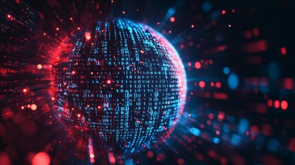 Aufkleber - An abstract digital representation that vividly showcases the intricate flow of data and the extensive capabilities of networks, symbolizing the remarkable advancements in both science and technology