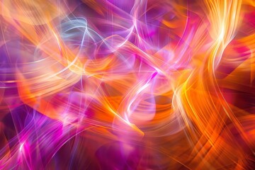 Poster - Bright and colorful light patterns dance together, intertwining in a harmonious display of motion and energy, captivating the viewerâ€™s attention with vivid hues.