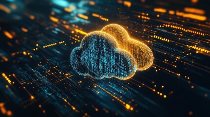 Digital Cloud Icon on Circuit Board