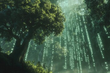 Poster - binary matrix forest: a merging of nature and digital code in a virtual world