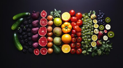 Rainbow of Fresh Fruits and Vegetables