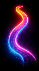 Poster - A vibrant and colorful neon light wave, creating a mesmerizing effect against a dark background. Perfect for modern designs and art.