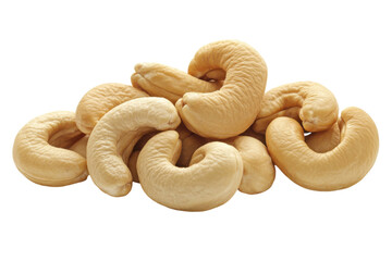 Pile of cashew nuts isolated on a white background.  PNG transparent.