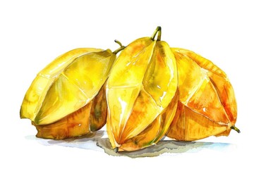 Aufkleber - Watercolor illustration of various fruits, including apples, bananas, and grapes