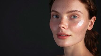 Poster - A close-up shot of a woman's face covered in facial cream, suitable for beauty or wellness related content