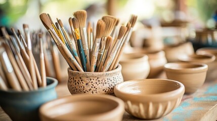 Paintbrushes and Pottery