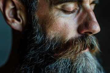 Poster - A close-up shot of a man with a beard, ideal for use in portraits or editorial content