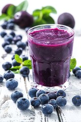 Poster - A refreshing blueberry smoothie served with fresh blueberries