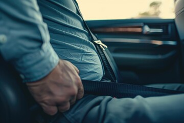 Poster - A person sitting in the back seat of a vehicle, great for use in travel or transportation themed projects