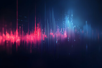 Poster - Abstract sound wave visualization with vibrant colors, showcasing dynamic audio spectrum in a digital environment.