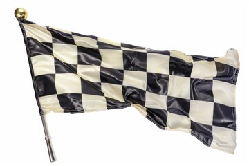 Wall Mural - A black and white checkered flag flying in the wind, perfect for racing or competition themes