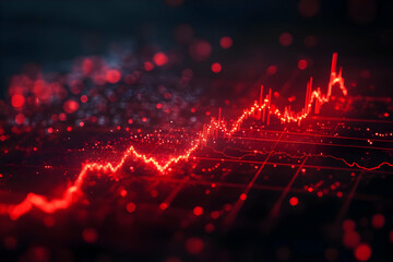 Poster - Dynamic red data visualization showing a rising trend, perfect for finance, analytics, or business presentations.