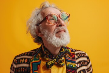 Poster - A senior gentleman with a long white beard and glasses, sitting or standing