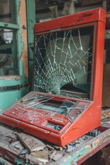 Aufkleber - A broken laptop lying on a table