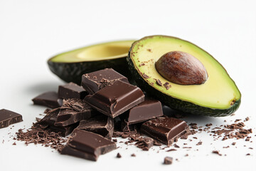 avocado with chocolate bar are beautifully decorated