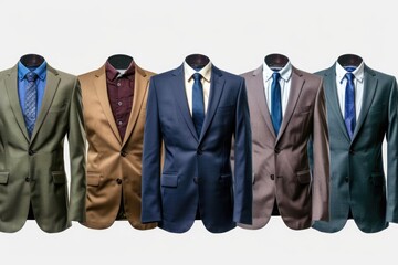 Aufkleber - Row of men's suits displayed on mannequins, ideal for fashion or retail uses